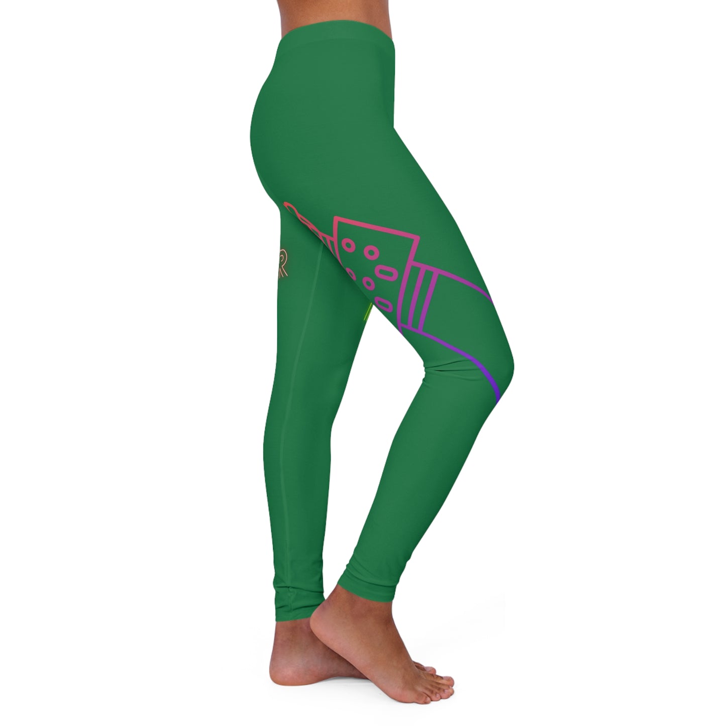 Women's Spandex Leggings: Music Dark Green