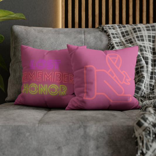 Faux Suede Square Pillow Case: Fight Cancer Lite Pink