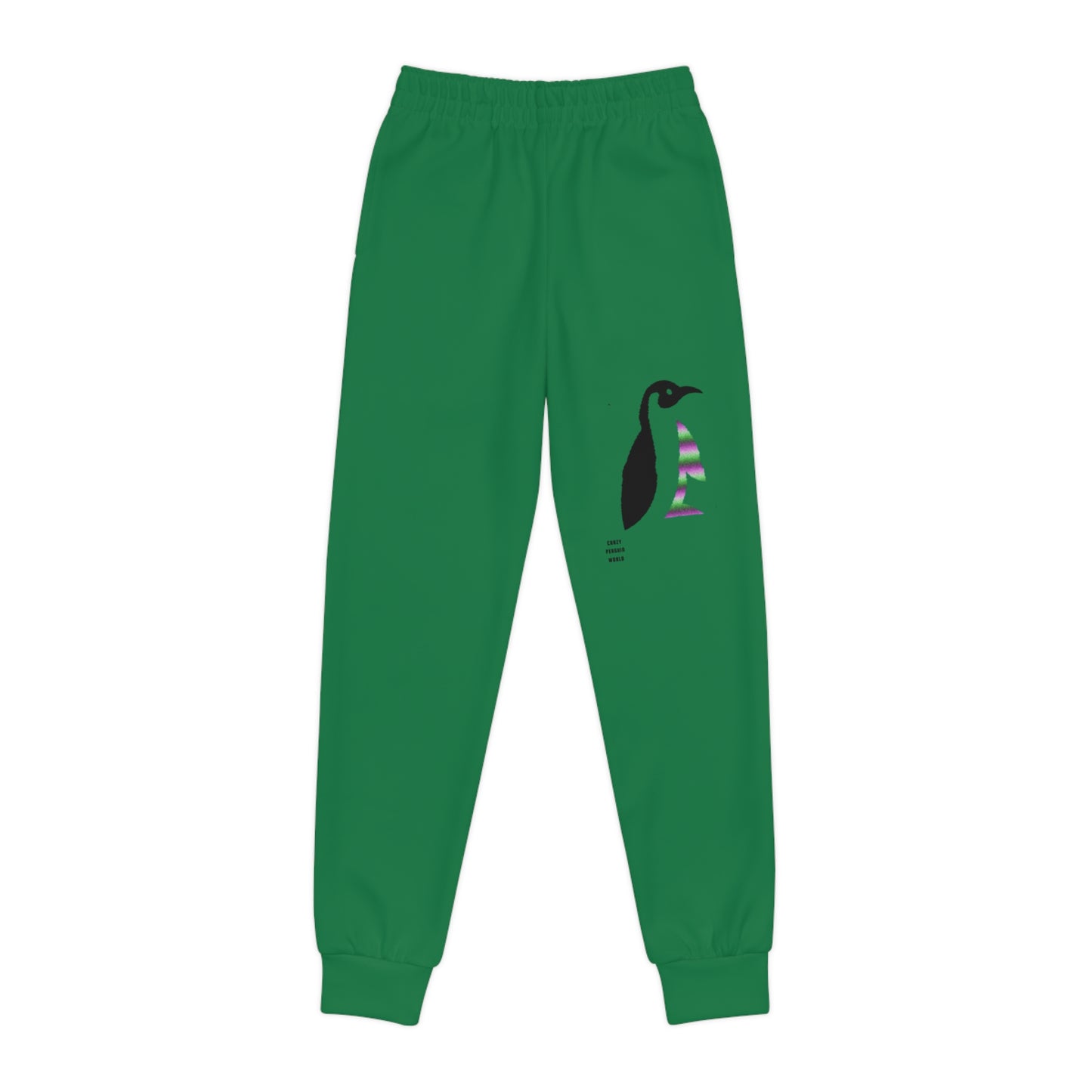 Youth Joggers: Crazy Penguin World Logo Dark Green