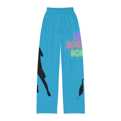 Kids Pajama Pants: Soccer Turquoise