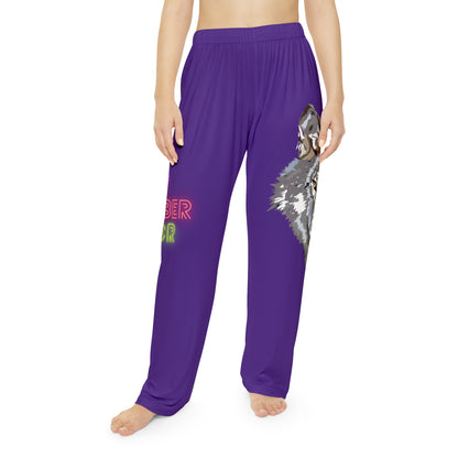 Pambabaeng Pajama Pants: Wolves Purple 