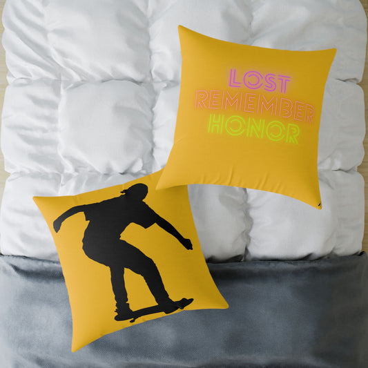 Spun Polyester Pillow: Skateboarding Yellow