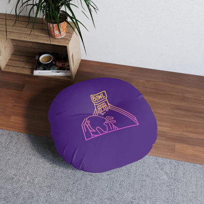 Tufted Floor Pillow, Round: Bowling Purple
