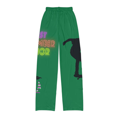 Kids Pajama Pants: Skateboarding Dark Green