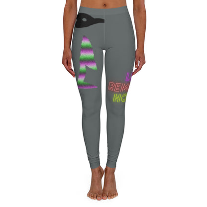 Women's Spandex Leggings: Crazy Penguin World Logo Dark Grey