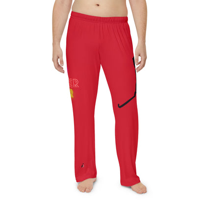 Men's Pajama Pants: Hockey Dark Red