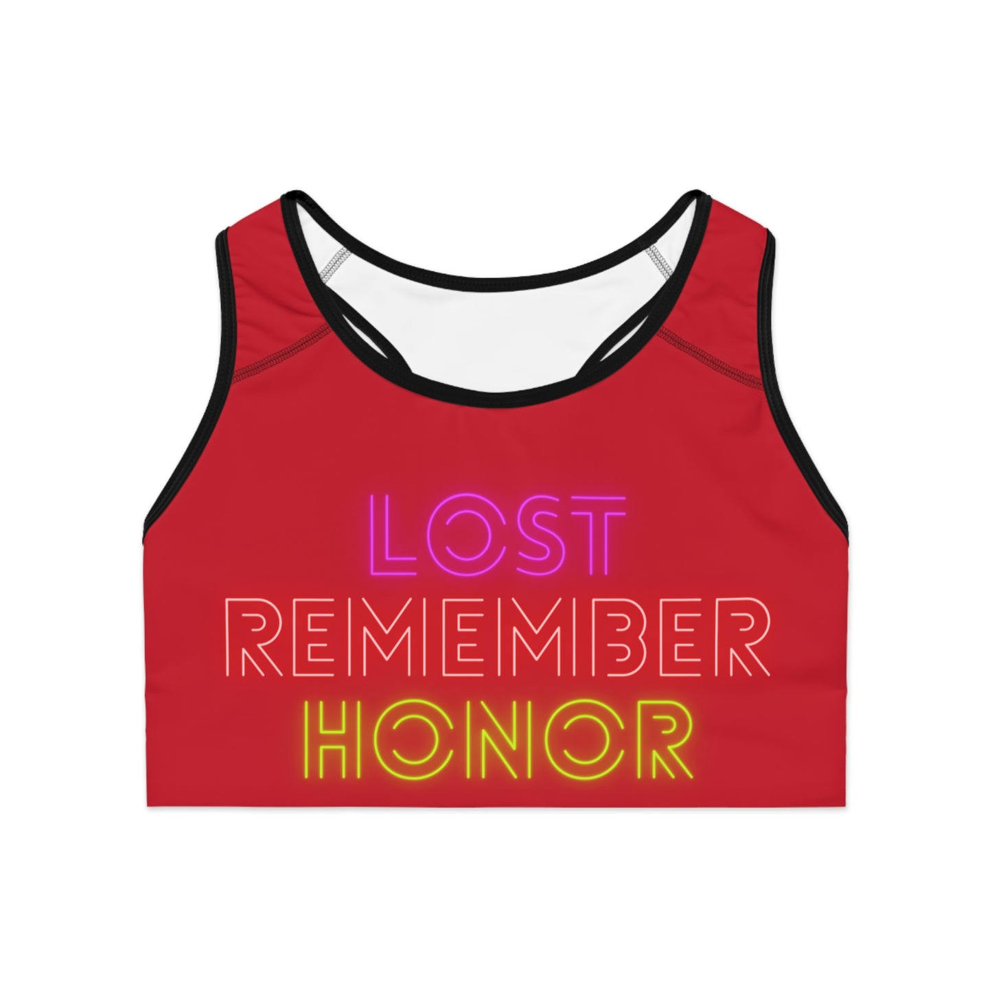 Sports Bra: Lost Remember Honor Dark Red