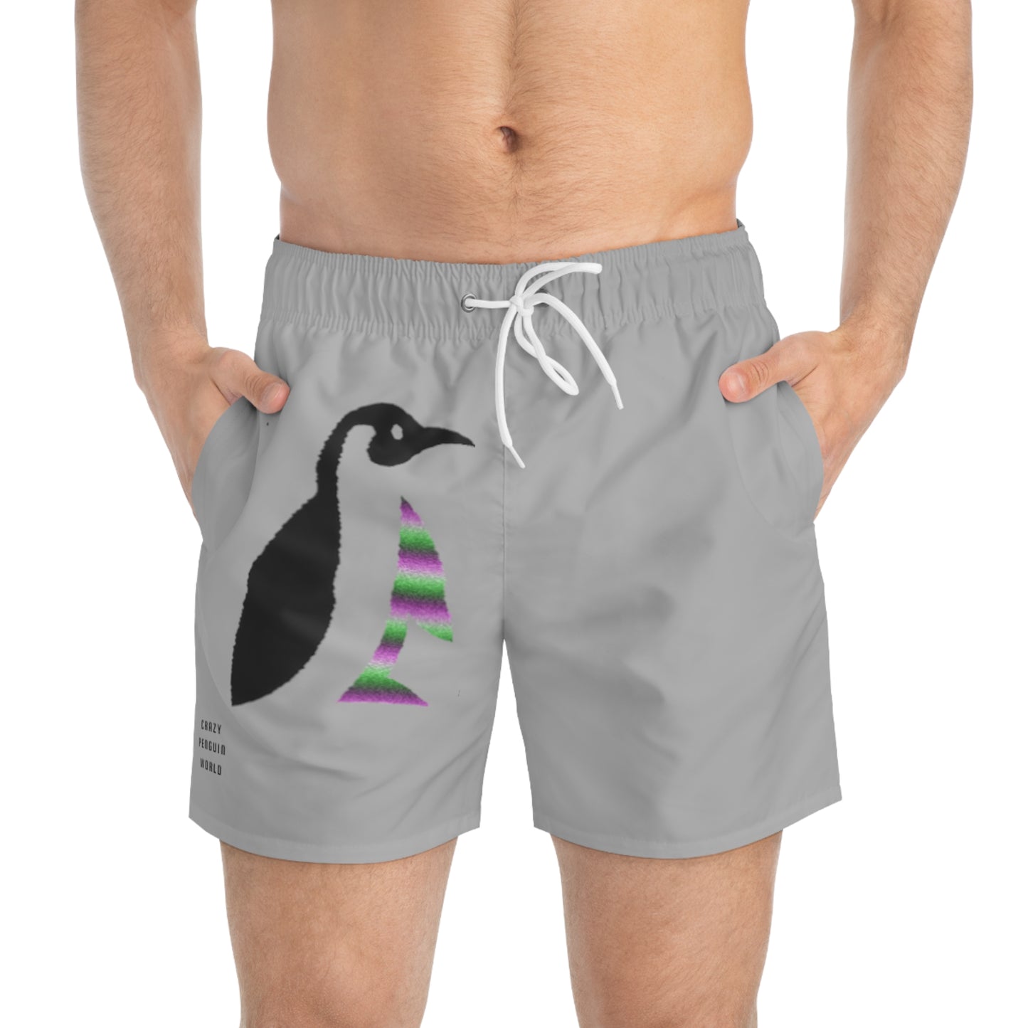 Swim Trunks: Crazy Penguin World Logo Lite Grey