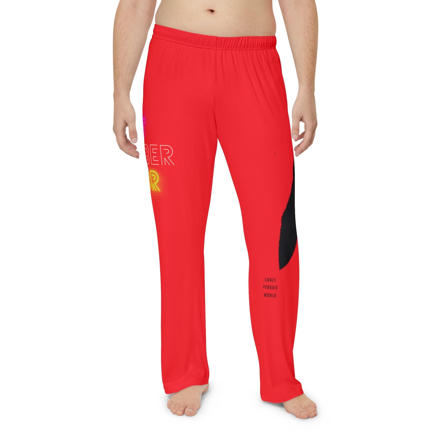 Men's Pajama Pants: Crazy Penguin World Logo Red