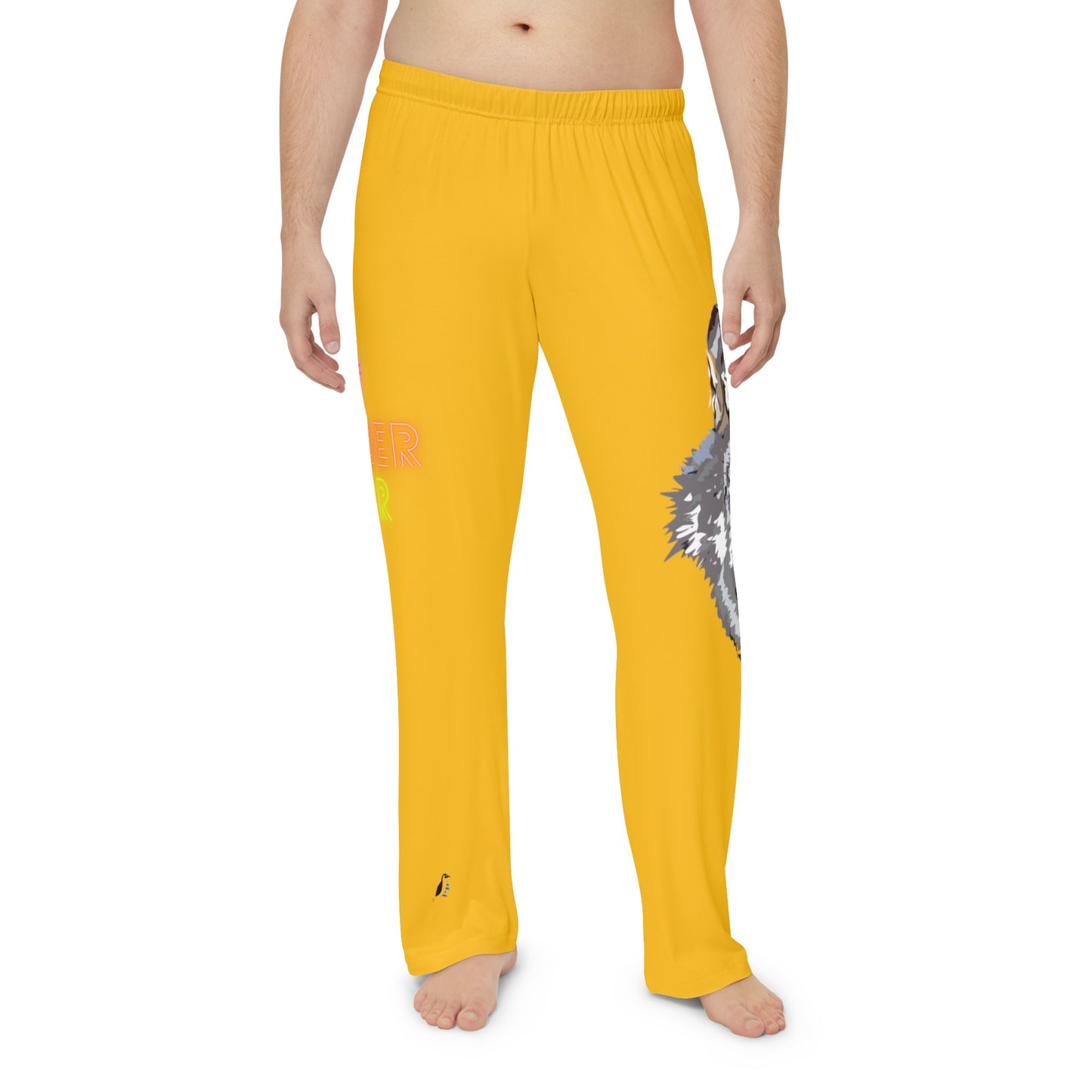 Men's Pajama Pants: Wolves Yellow