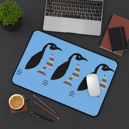 Desk Mat: Crazy Penguin World Logo Lite Blue