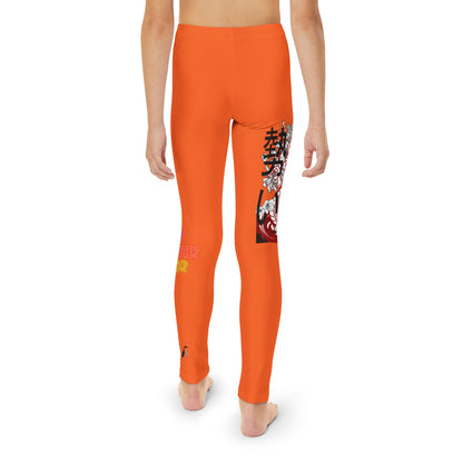 Youth Full-Length Leggings: Dragons Orange