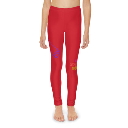 Youth Full-Length Leggings: Music Dark Red