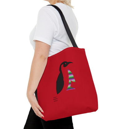 Tote Bag: Crazy Penguin World Logo Dark Red