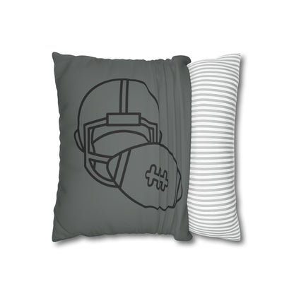 Faux Suede Square Pillow Case: Football Dark Grey