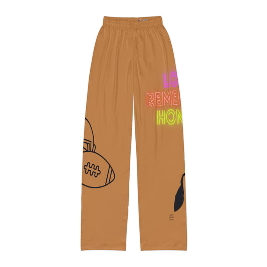 Kids Pajama Pants: Football Lite Brown