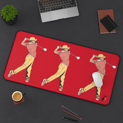 Desk Mat: Golf Dark Red