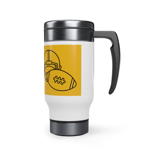 Stainless Steel Travel Mug with Handle, 14oz: Football Yellow