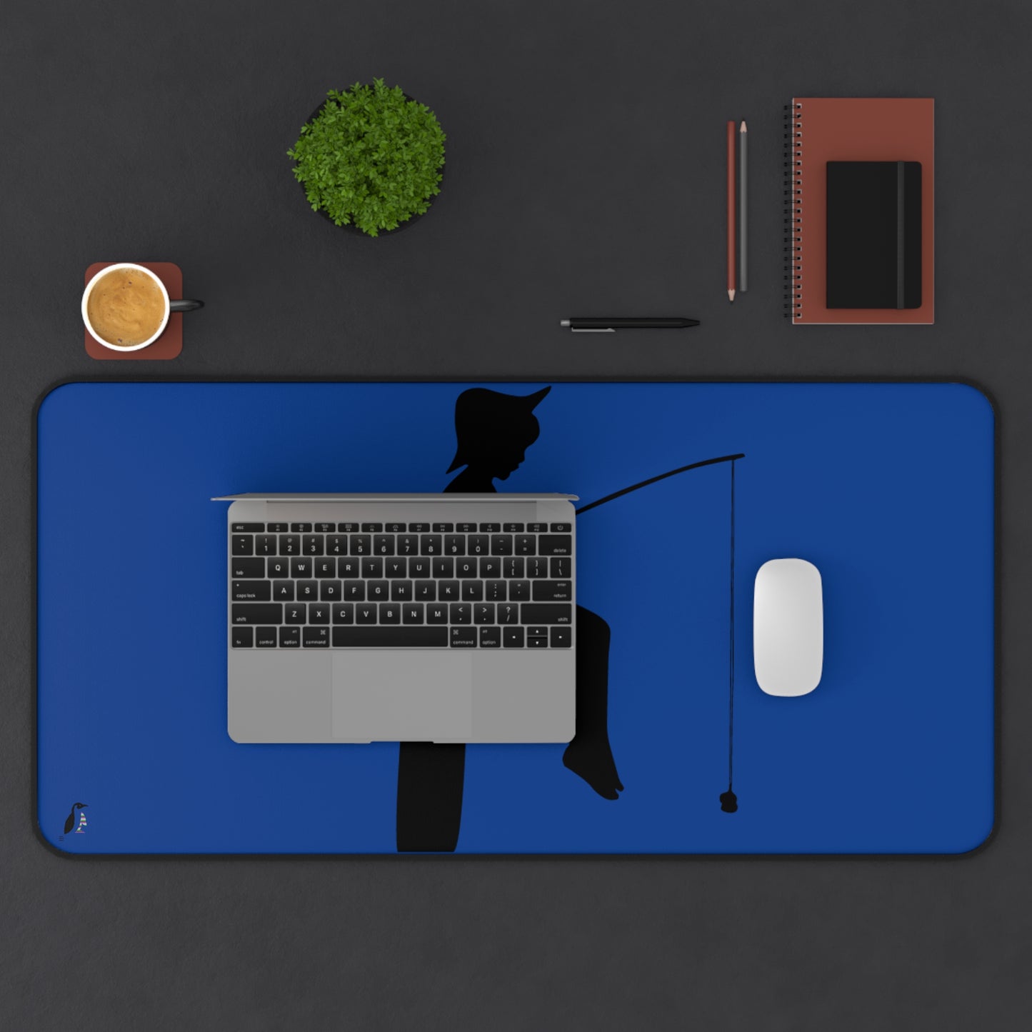 Desk Mat: Fishing Dark Blue