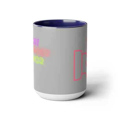 Two-Tone Coffee Mugs, 15oz: Fight Cancer Lite Grey