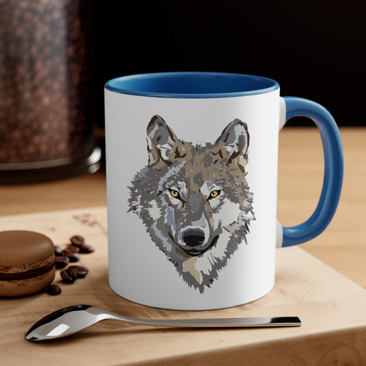 Accent Coffee Mug, 11oz: Wolves White