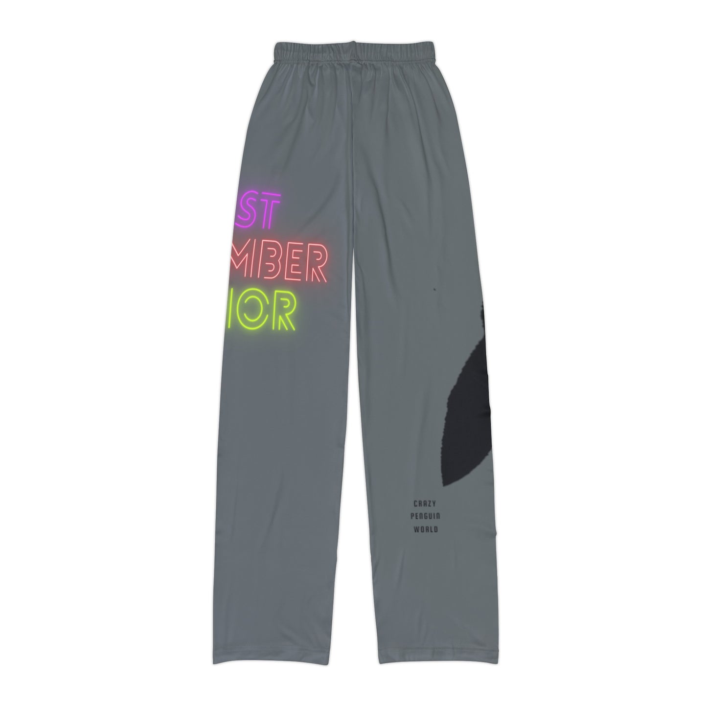 Kids Pajama Pants: Crazy Penguin World Logo Dark Grey