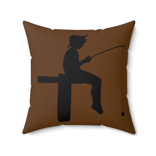 Spun Polyester Square Pillow: Fishing Brown