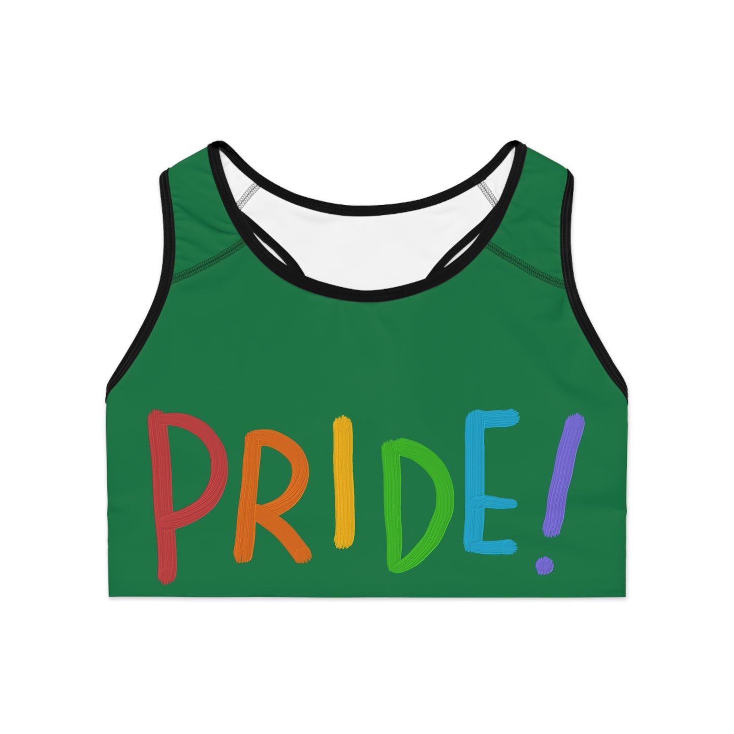 Sports Bra: LGBTQ Pride Dark Green