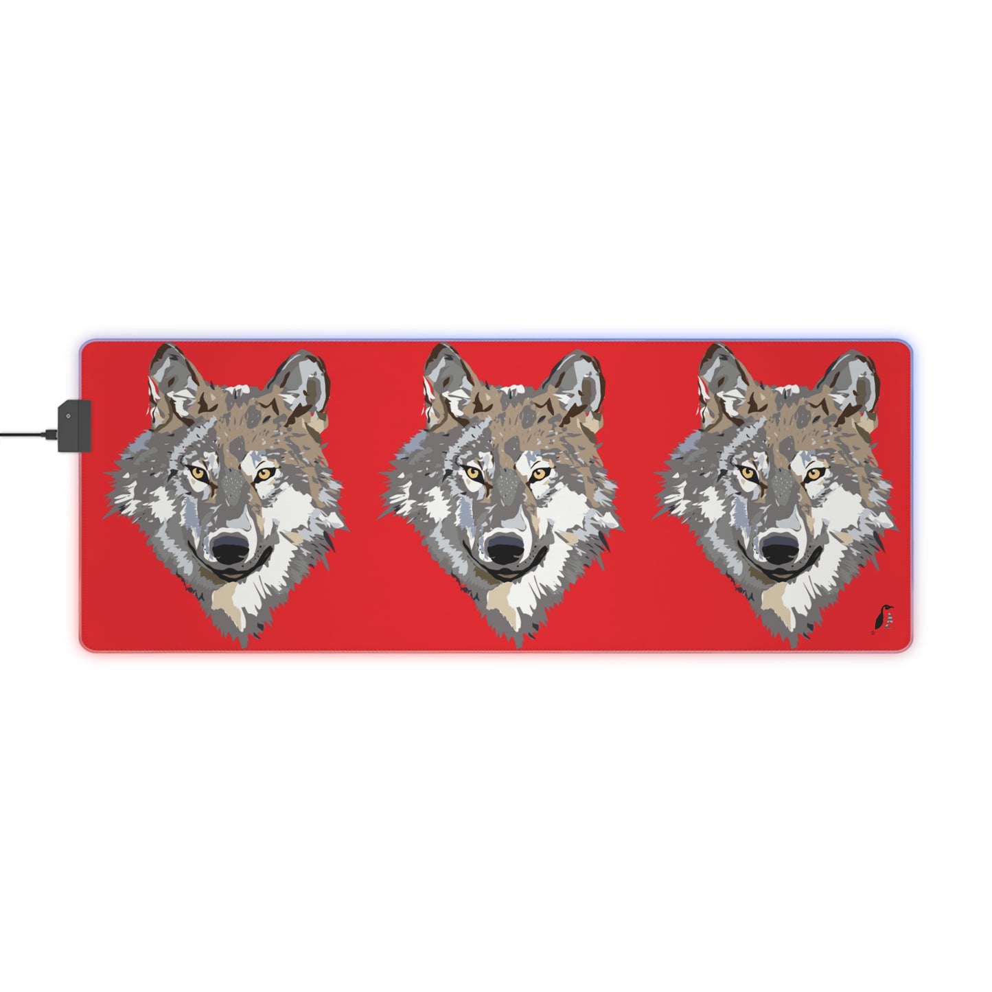 LED Gaming Mouse Pad: Wolves Red