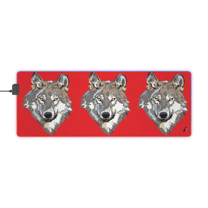 LED Gaming Mouse Pad: Wolves Red