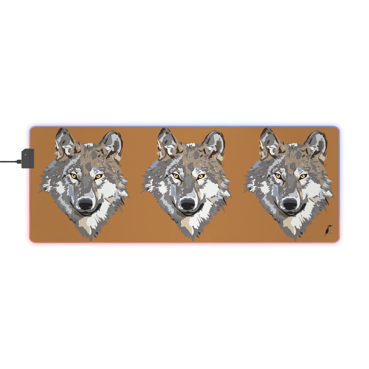 LED Gaming Mouse Pad: Wolves Lite Brown