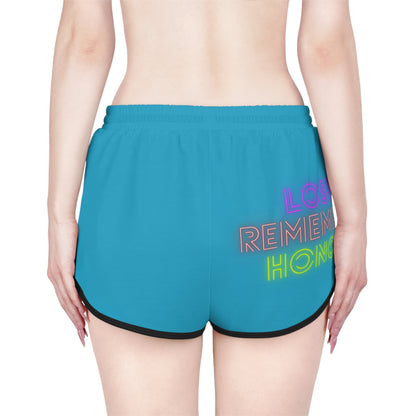 Women's Relaxed Shorts: Crazy Penguin World Logo Turquoise