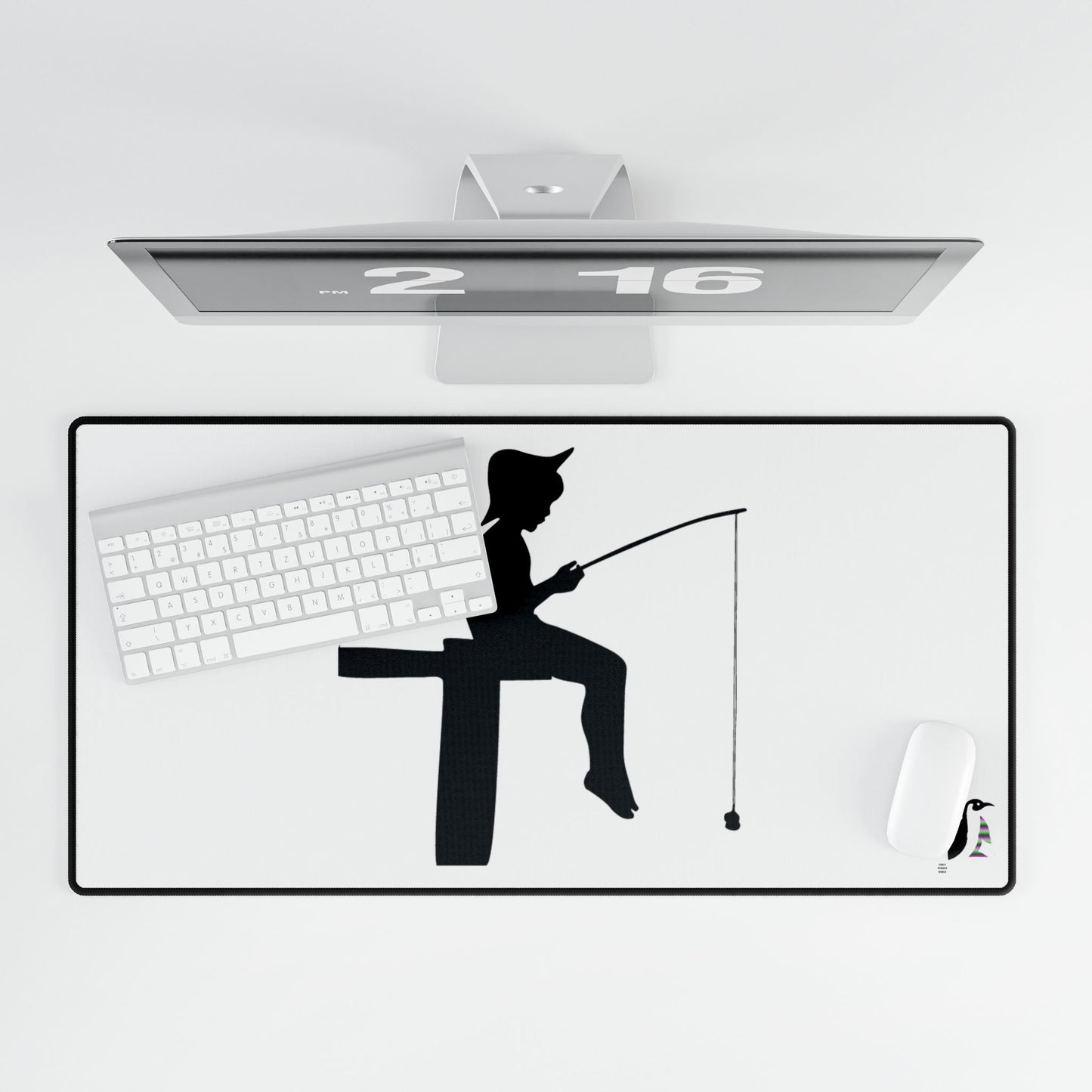 Desk Mats: Fishing White