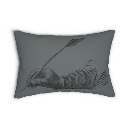 Spun Polyester Lumbar Pillow: Writing Dark Grey