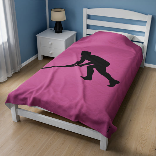 Velveteen Plush Blanket: Hockey Lite Pink