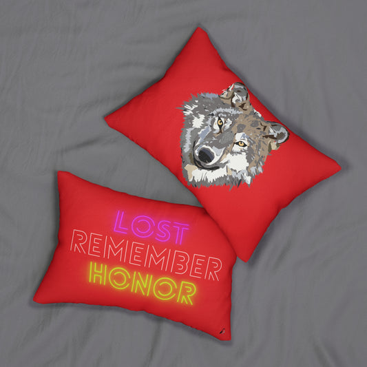 Spun Polyester Lumbar Pillow: Wolves Red