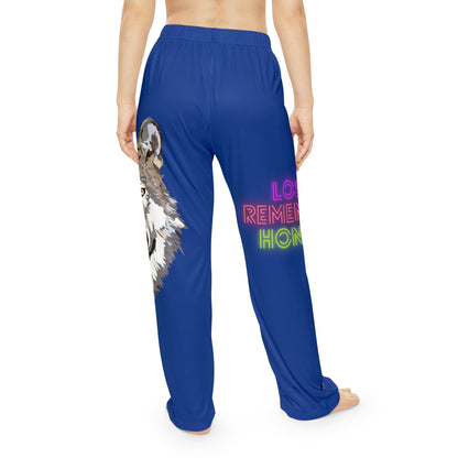 Pambabaeng Pajama Pants: Wolves Dark Blue 