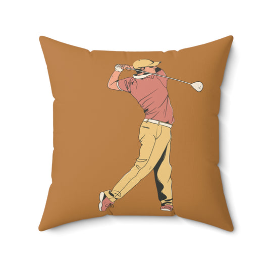 Spun Polyester Square Pillow: Golf Lite Brown