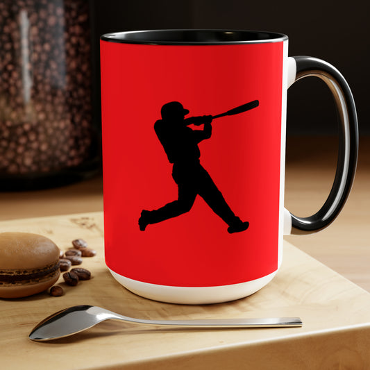 Two-Tone Coffee Mugs, 15oz: Baseball Red