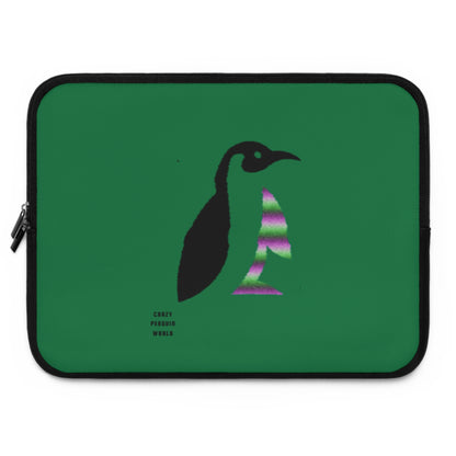 Laptop Sleeve: Crazy Penguin World Logo Dark Green