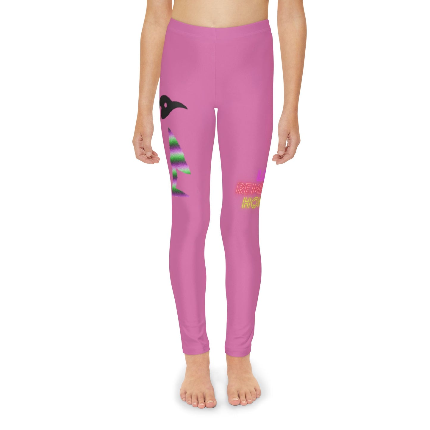 Youth Full-Length Leggings: Crazy Penguin World Logo Lite Pink