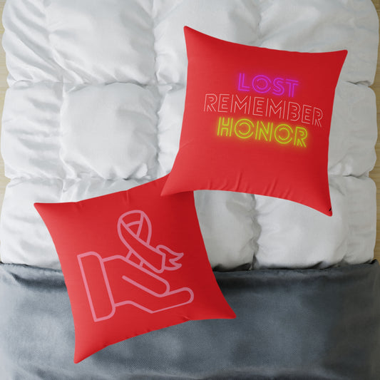 Spun Polyester Pillow: Fight Cancer Red