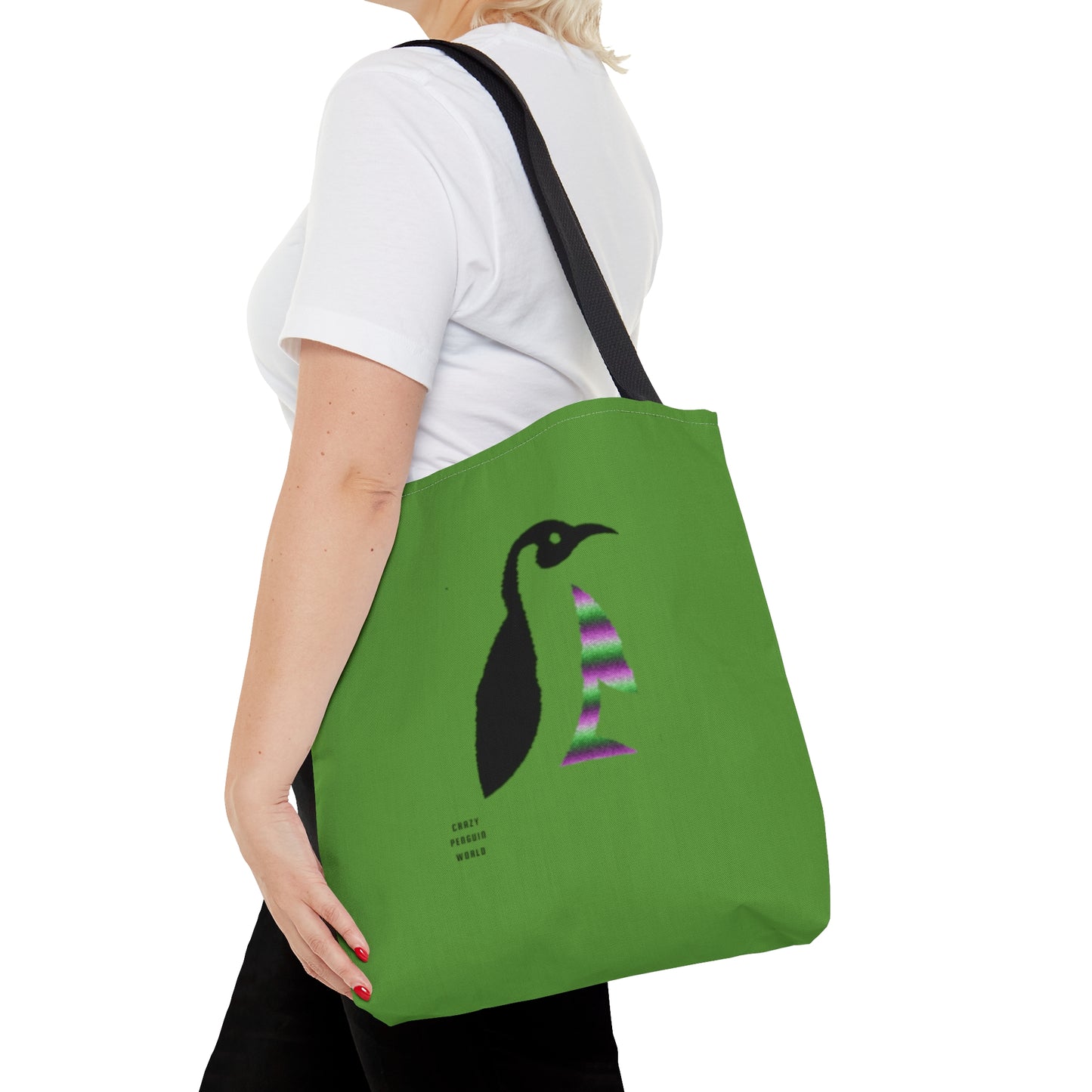 Tote Bag: Crazy Penguin World Logo Green