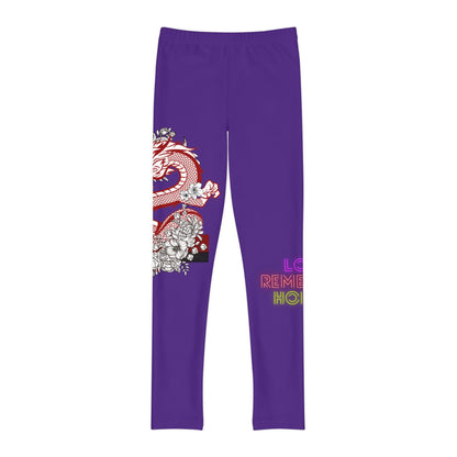 Youth Full-Length Leggings: Dragons Purple