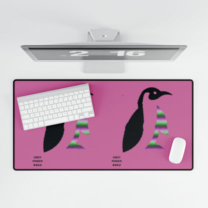 Desk Mats: Crazy Penguin World Logo Lite Pink