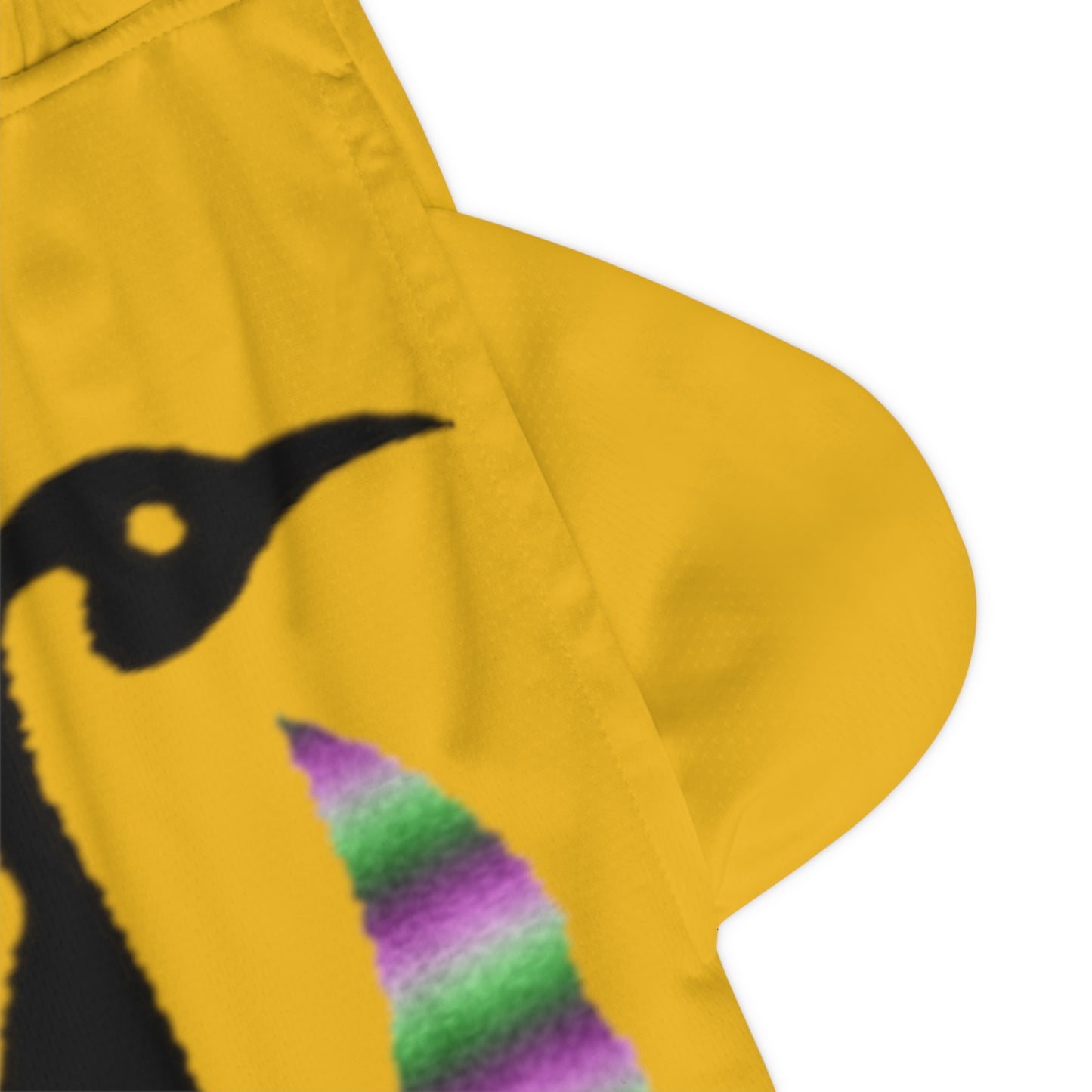 Basketball Rib Shorts: Crazy Penguin World Logo Yellow