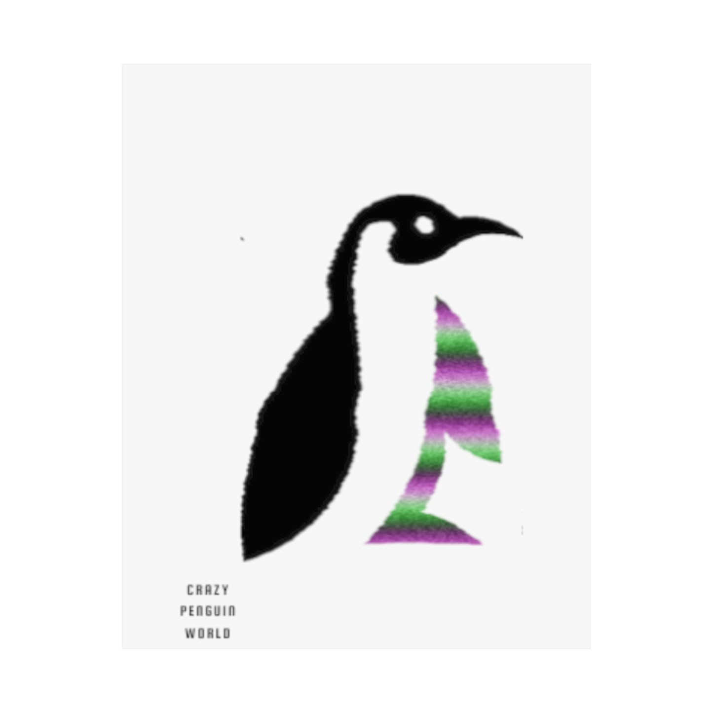 Premium Matte Vertical Posters: Crazy Penguin World Logo White