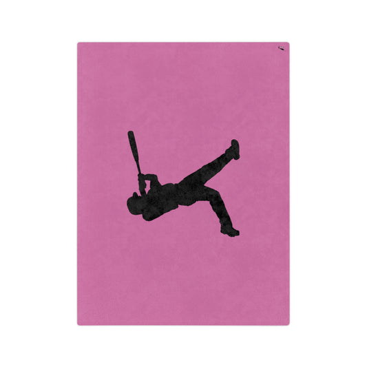 Velveteen Minky Blanket: Baseball Lite Pink