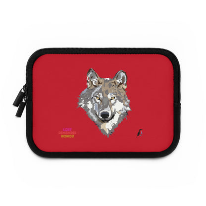 Laptop Sleeve: Wolves Dark Red