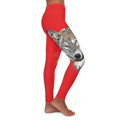 Women's Spandex Leggings: Wolves Red